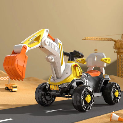 LED Headlights and Dynamic Music Ride-On Construction Truck Car for Kids in Orange