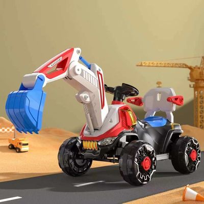 LED Headlights and Dynamic Music Ride-On Construction Truck Car for Kids in Orange