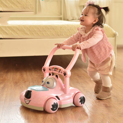 Plastic Kids Ride On Push Car With Canopy No Motor Custom Design Pink/Blue/White