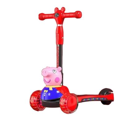 Kids Pedal Skateboard Scooter Car with Folding Function Music Lighting and PU Wheels