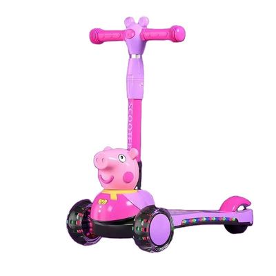 Kids Pedal Skateboard Scooter Car with Folding Function Music Lighting and PU Wheels