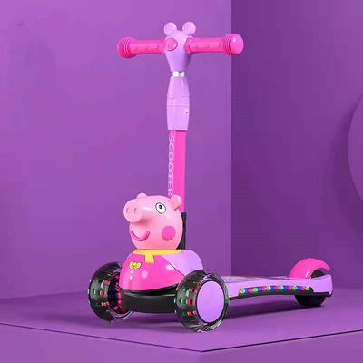 Kids Pedal Skateboard Scooter Car with Folding Function Music Lighting and PU Wheels
