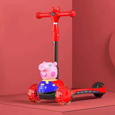 Kids Pedal Skateboard Scooter Car with Folding Function Music Lighting and PU Wheels