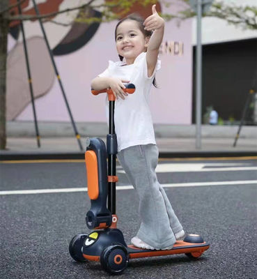 Soft Leather Seat 3 Wheel Ride On Scooter Car for Kids One-Button Folding Gender Neutral