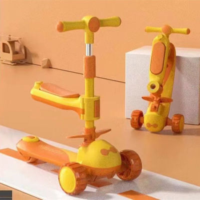 3 Wheel Ride On Folding Big Wheel Scooter Car for Kids Yellow Pink Blue Gender-Neutral