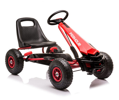Kids 5-7 Years Red Four-Wheel Pedal Go-Kart Toy with Inflation Wheel Clutch and Brake