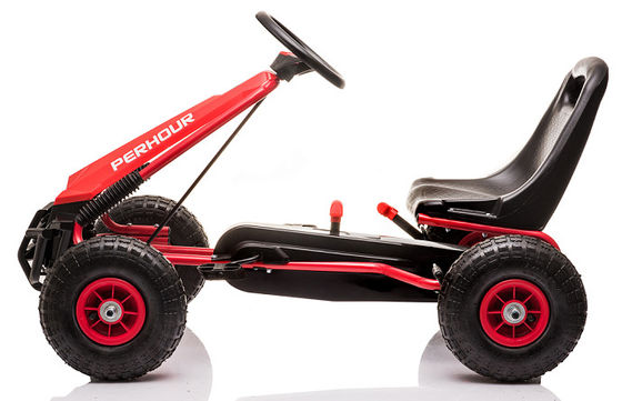 Kids 5-7 Years Red Four-Wheel Pedal Go-Kart Toy with Inflation Wheel Clutch and Brake