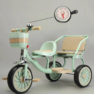 2023 Kids Tricycle Trike with Soft Leather Seat and Folding Front Shopping Frame