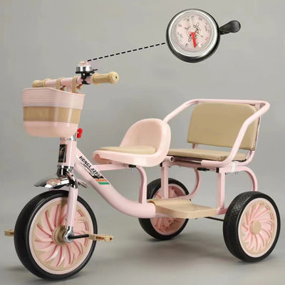 2023 Kids Tricycle Trike with Soft Leather Seat and Folding Front Shopping Frame