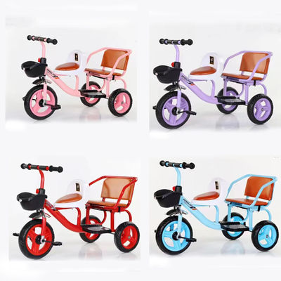Outdoor Child Bike 2023 Double Tricycle with Fast Loading Handlebars and Large Basket